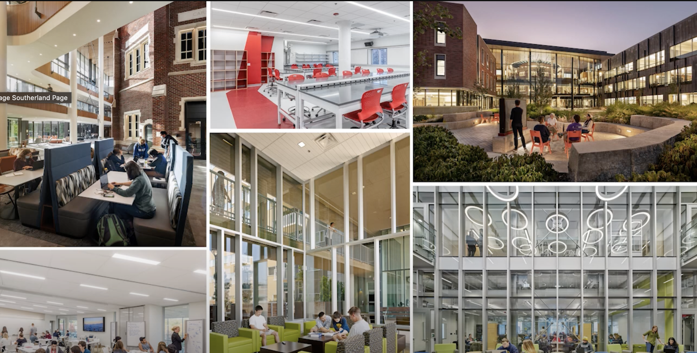 Collage of student spaces