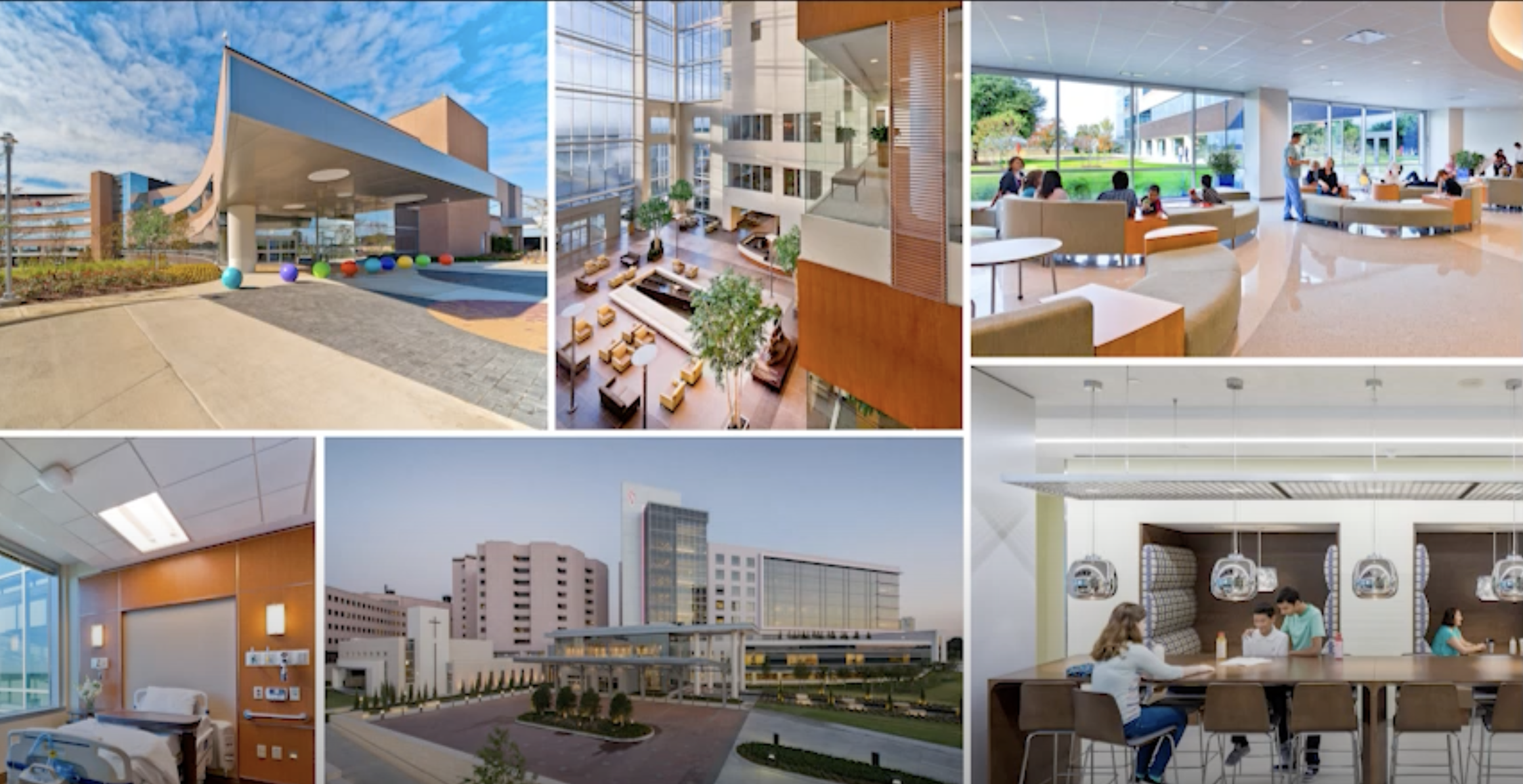 Photo collage of healthcare buildings