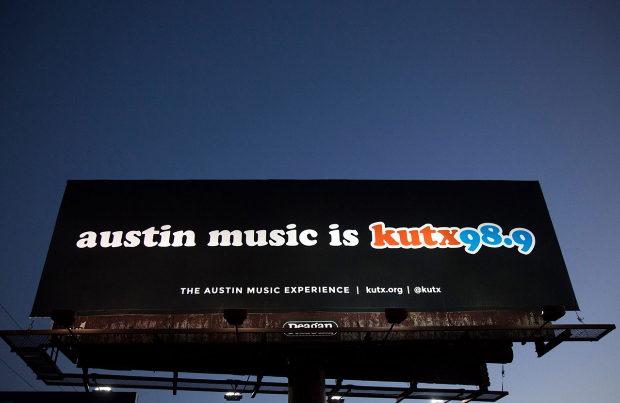 A billboard with branding