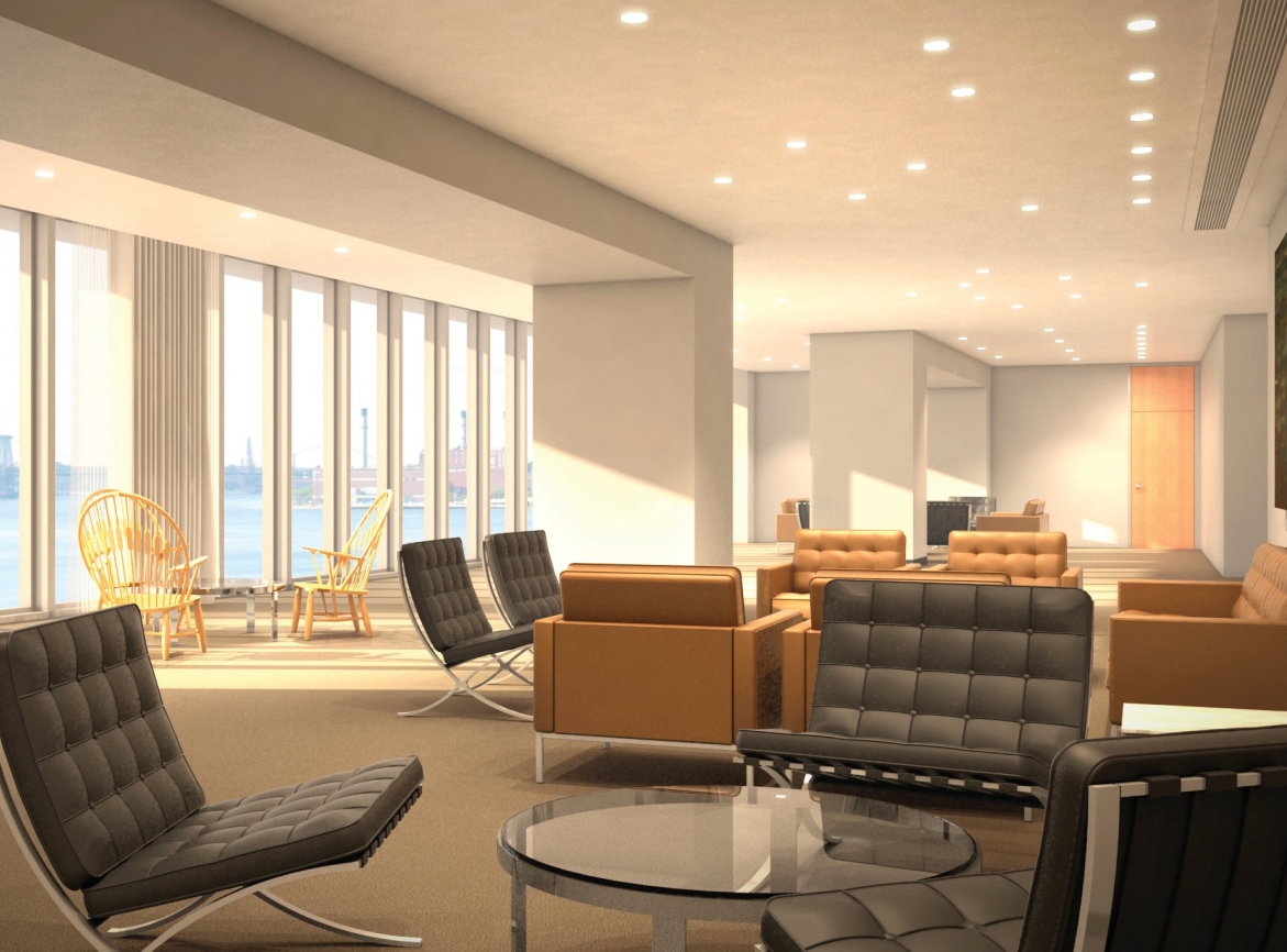 Rendering of a new delegates lounge at the UN Headquarters